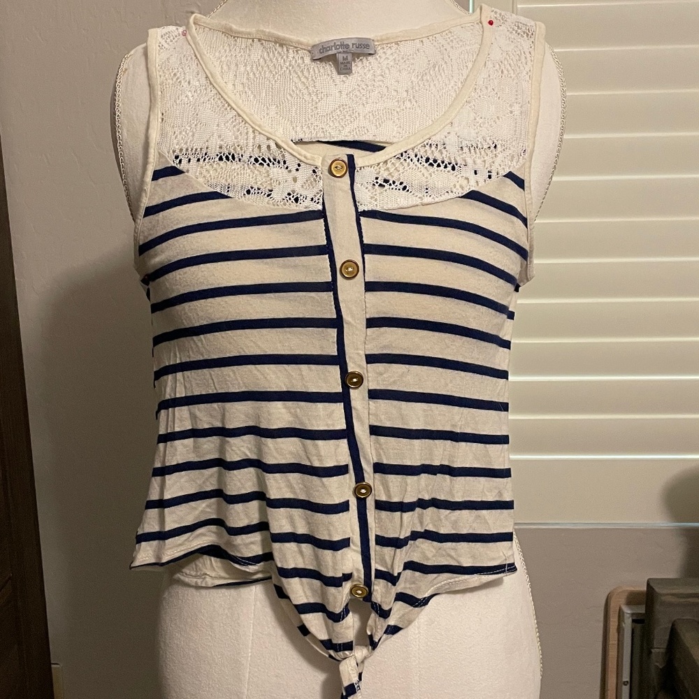 Stripe Shirt with Lace